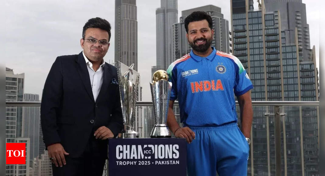 Trophy Double! Rohit Sharma, Jay Shah proudly display India’s recent ICC trophies – Watch | Cricket News