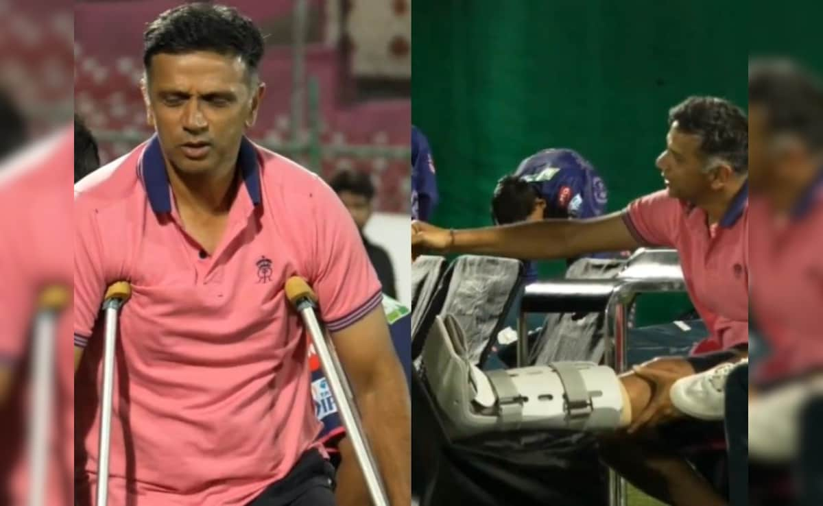 Legs Cast But Rahul Dravid Still Arrives For Rajasthan Royals IPL 2025 Camp On Crutches. Internet Reacts