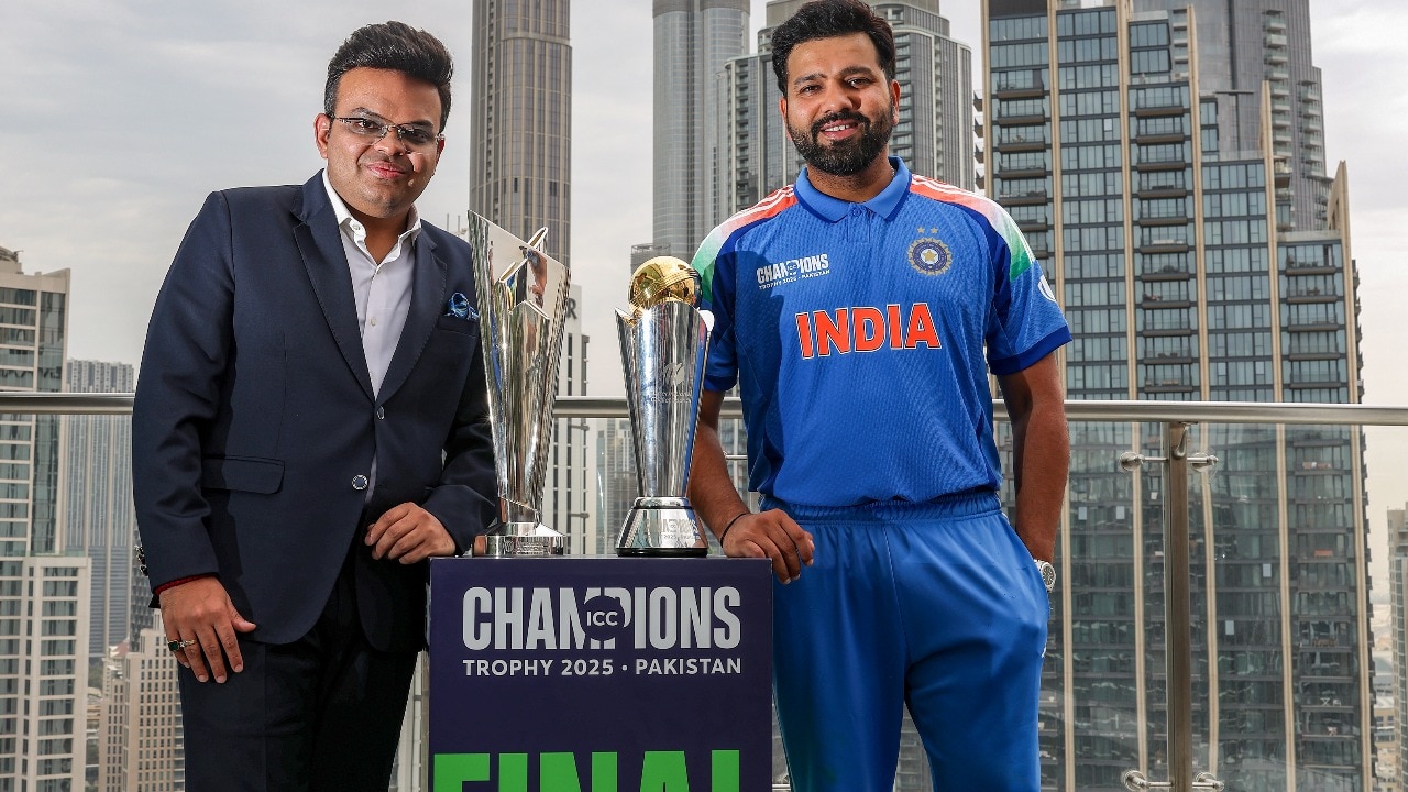 Watch: Rohit Sharma poses with his two ICC trophies in front of Burj Khalifa