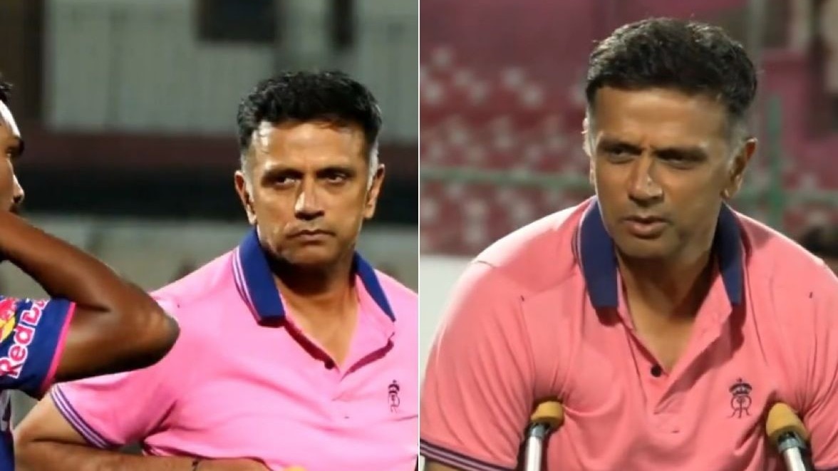 Watch: Injured coach Rahul Dravid joins Rajasthan Royals camp in crutches